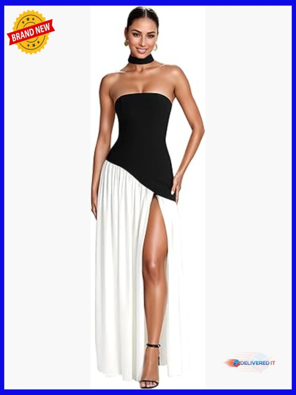 Strapless Maxi Dress Ruffle Flowy Elegant Cocktail Bridesmaid Party